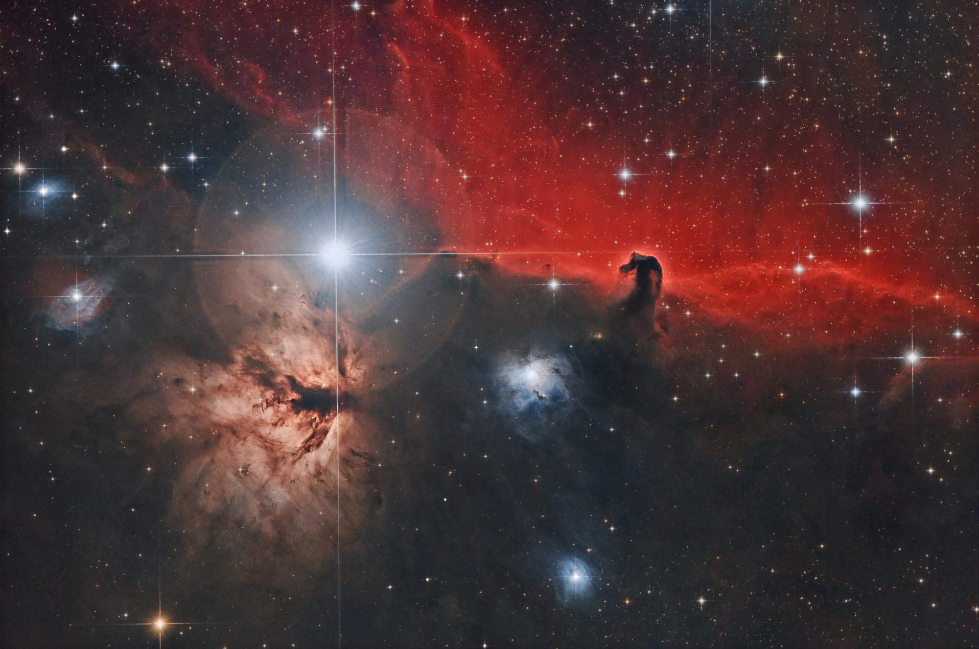 NGC2024 Plamínek, B33 Koňská hlava v souhvězdí Orion. Foceno 28.2.2022